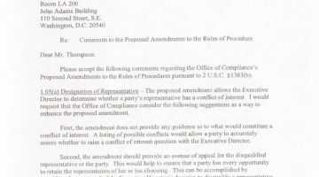 Cover Page Of The Office of the Chief Administative Officer, U.S. House of Representatives: Comments to the Proposed Amendments to the Rules of Procedures - 20031016 PDF