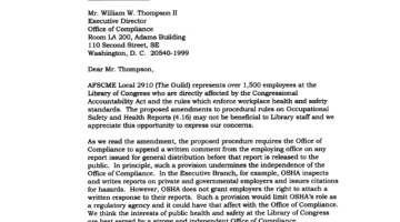 Cover Page Of The AFSCME: Comments to the proposed amendments to the procedural rules on Occupational Safety and Health Reports (4.16) - March 25, 2004 PDF