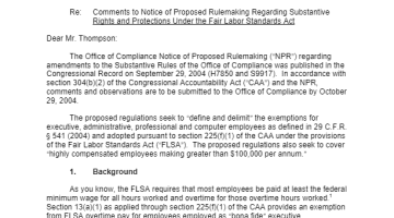 Cover Page Of The U.S. Capitol Police: Comments Received on Proposed Rulemaking on Fair Labor Standards Act - October 29, 2004 PDF