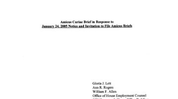 Cover Page Of The Amicus Curae Brief of the Office of House Employment Counsel - Re: January 24, 2005 Notice and Invitation to File Amicus Curae Briefs PDF