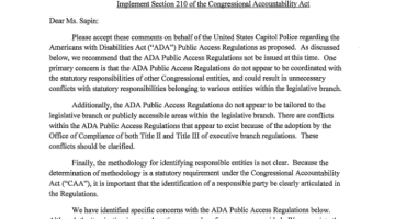 Cover Page Of The U.S. Capitol Police: Comments on the Notice of Proposed Rulemaking Implementing Section 210 of the Congressional Accountability Act - October 9, 2014 PDF