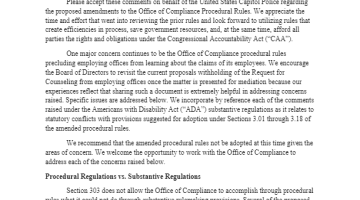 Cover Page Of The U.S. Capitol Police: Comments Regarding Proposed Amendments to the Procedural Rules - October 9, 2015 PDF