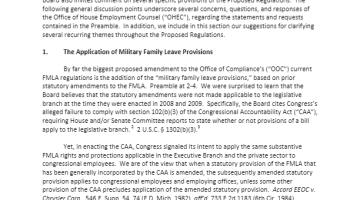 Cover Page Of The Office of the House Employment Counsel: Comments Regarding the Board of Directors of the Office of Compliance's 2015 Family and Medical Leave Act Proposed Regulations PDF