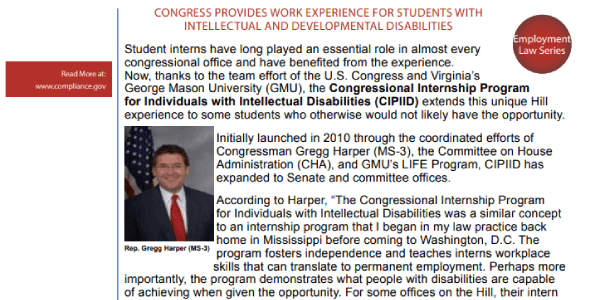 compliance work congress provides work experience for students with intellectual and developmental disabilities featured image pdf cover