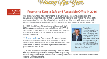 Cover Page of the Compliance at Work - Resolve to Keep a Safe and Accessible Office in 2016 pdf