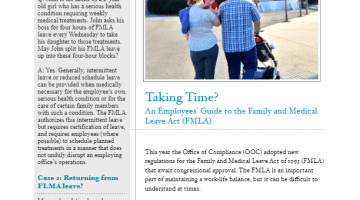 Cover Page of the Compliance at Work - Taking Time? An Employee's Guide to the Family and Medical Leave Act (FMLA) pdf