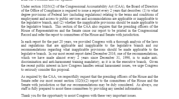 Cover Page of the Introduction to Biennial Report - Open Letter from the Board of Directors of the Office of Compliance - November 2, 2017 pdf