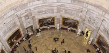 birds eye view of statues in the Capitol building