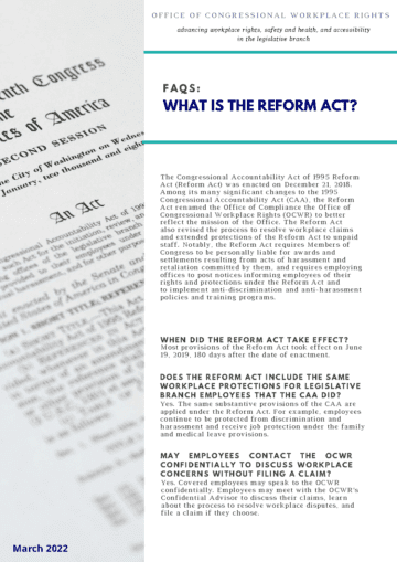 cover of the Reform Act FAQs