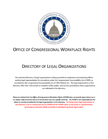 cover of OCWR's Directory of Legal Organizations