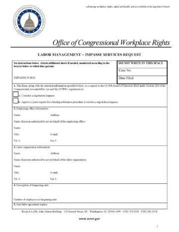 cover of Impasse Request form