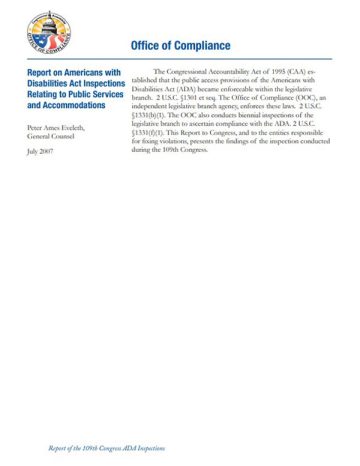 ADA Biennial Inspection Report for the 109th Congress (Nov 2007) first page PDF screenshot