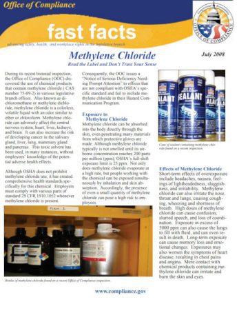 Methylene Chloride Read the Label and Don’t Trust Your Sense of Smell first page pdf screenshot