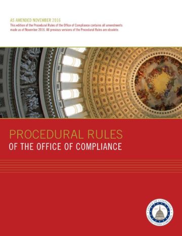 Cover of the 2016 Procedural Rules of the Office of Compliance pdf