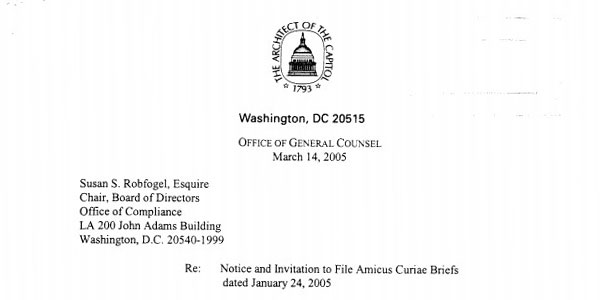 Featured Image of the Amicus Curae Brief by the Office of the Architect of the Capitol - Re: January 24, 2005 Notice and Invitation to File Amicus Curae Briefs PDF