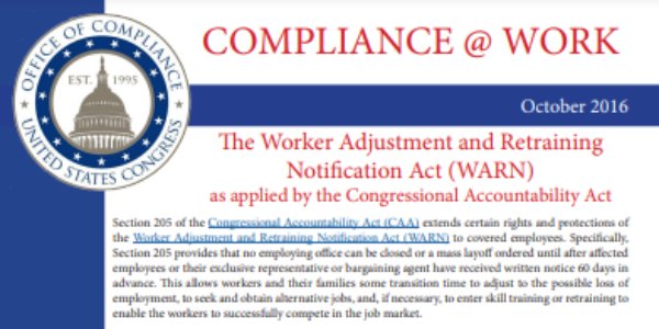 Featured Image Of The Compliance At Work The Worker Adjustment And Retraining Notification Act (WARN) As Applied By The Congressional Accountability Act PDF