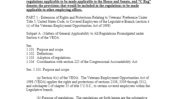 Cover page Substantive Regulations Adopted by the Board of Directors of the Office of Compliance and Approved by Congress Extending Rights and Protections Under the Veterans Employment Opportunities Act pdf