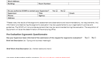 Request for Ergonomic Evaluation