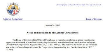 Featured Image of the Notice and Invitation to File Amicus Curiae Briefs Regarding the Appropriate Framework to Utilize in Analyzing Reprisal and Initimidation Claims PDF