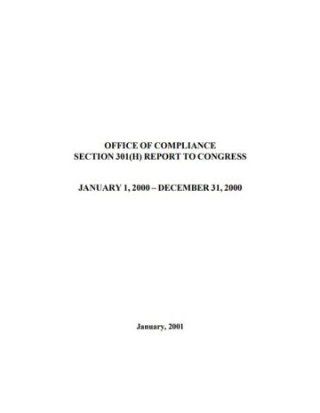 Cover Image of the OOC Section 301(H) Report to Congress 2000