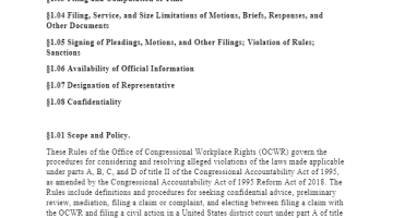 Cover Page Of The Outline of Proposed Procedural Rules of the Office of Congressional Workplace Rights - June 2019 PDF