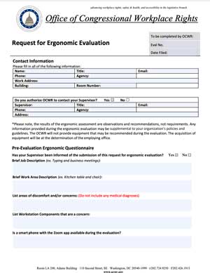 request for ergonomic evaluation