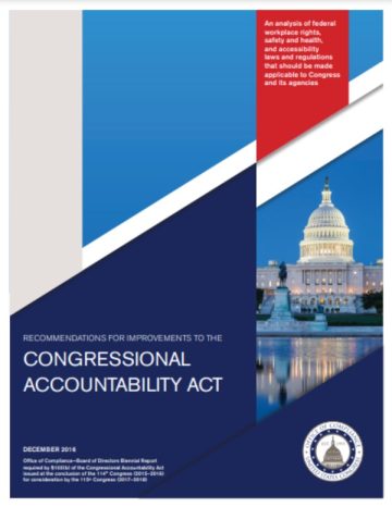 Cover Page of the Recommendations for Improvements to the Congressional Accountability Act - 115th Congress pdf