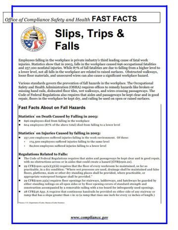Cover Page of the Slips, Trips and Falls pdf