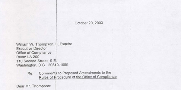 Featured Image Of The U.S. Capitol Police Board: Comment To Proposed Amendments To The Rules Of Procedure Of The Office Of Compliance - October 20, 2003 PDF