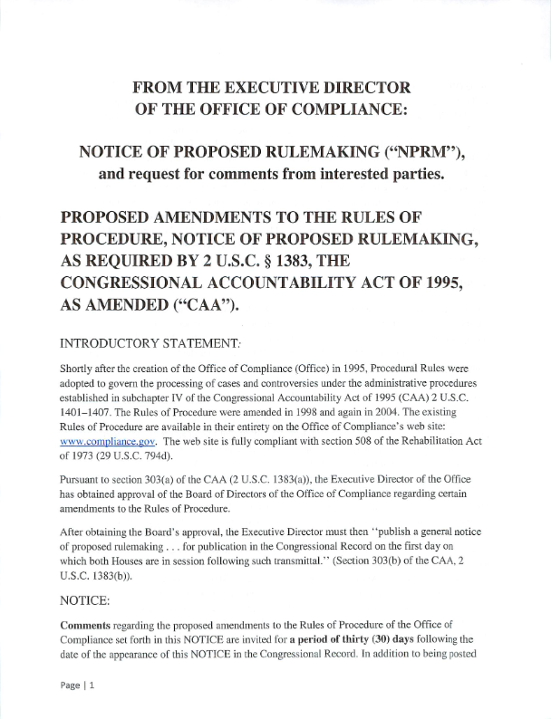 Cover Page of the Notice of Proposed Rulemaking - Proposed amendment to the rules of procedure, notice of proposed rulemaking pdf