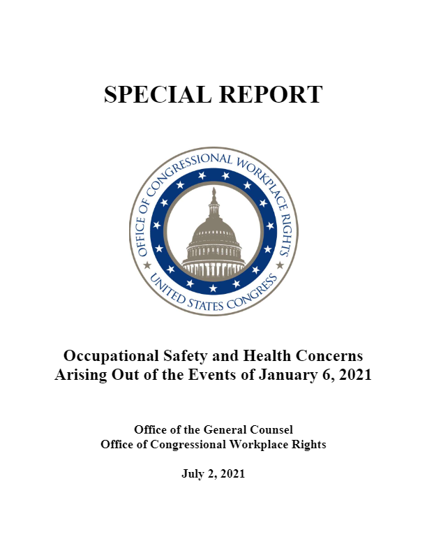 Cover page Special Report: Occupational Safety and Health Concerns Arising Out of the Events of January 6, 2021 (July 2, 2021) pdf