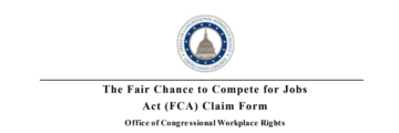 Banner image that reads: "The Fair Chance to Compete for Jobs Act (FCA) Claim Form"