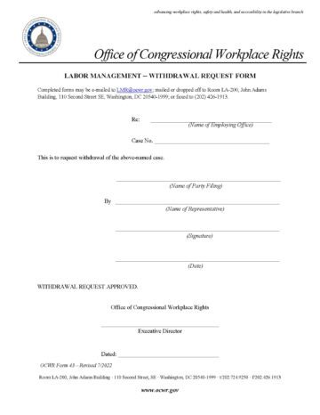 cover of withdrawal request form