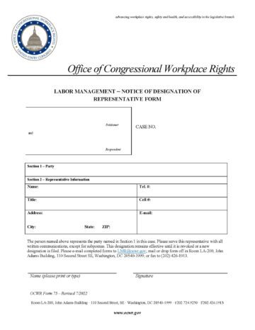 Notice of Designation of Representative form cover