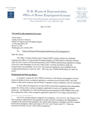 Office of House Employment Counsel comments