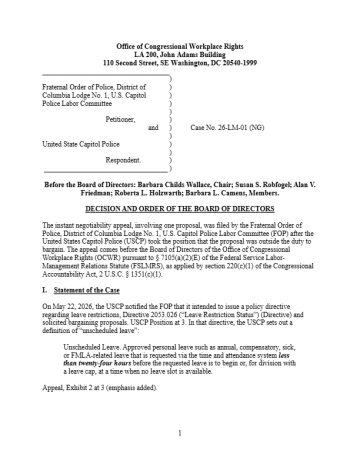 First page of a legal decision