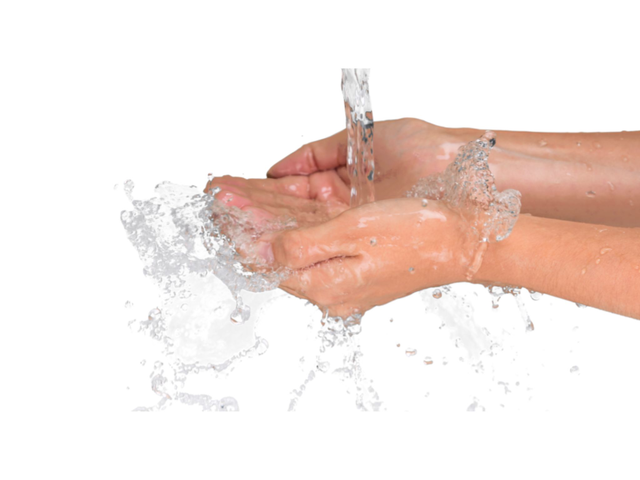 Water being poured onto a pair of cupped hands