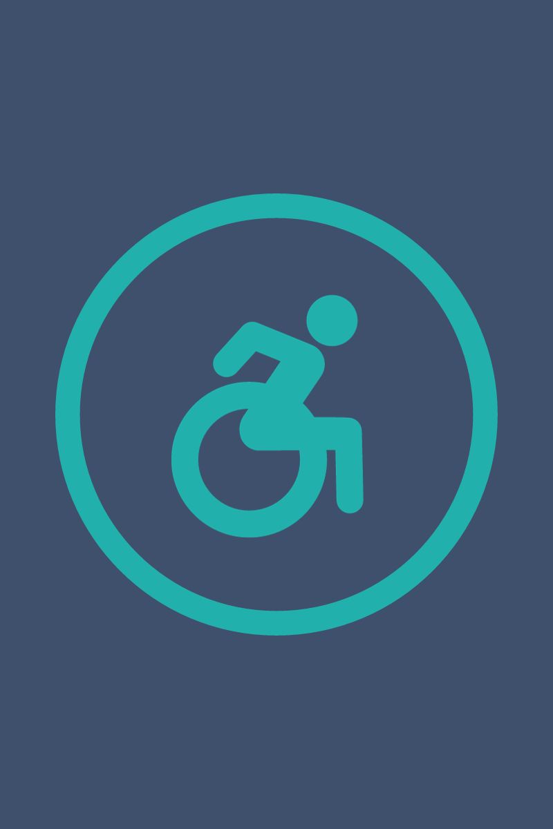 Icon of a person moving forward in a wheelchair