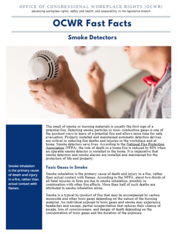 First page of a document titled "OCWR Fast Facts Smoke Detectors"