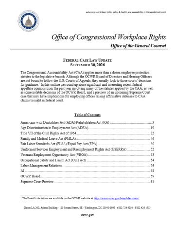 First page of a typed document titled Federal Case Law Update