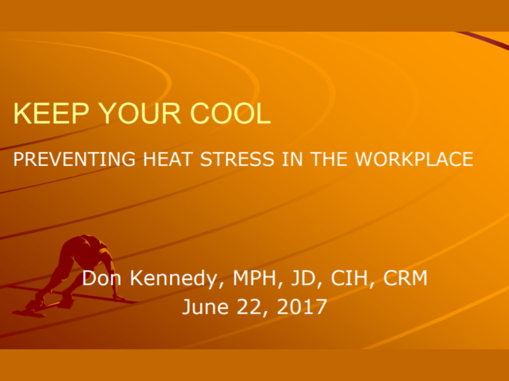 Title slide of a PowerPoint presentation titled "Keep Your Cool"