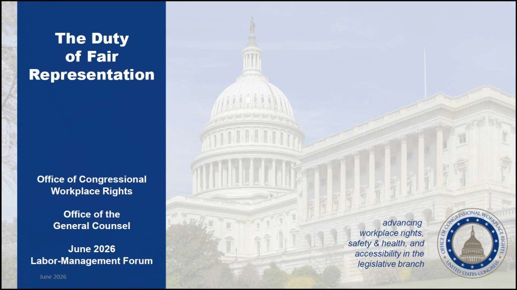 First slide of a presentation titled: The Duty of Fair Representation