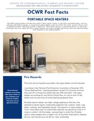 Cover page of the Portable Space Heaters Fast Fact document